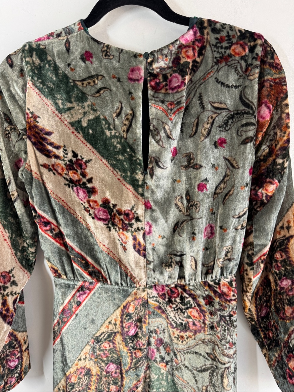 Zara Trafaluc Velvet Midi Dress Paisley Floral Boho Small Whimisgoth Fairy Fall - Picture 7 of 13